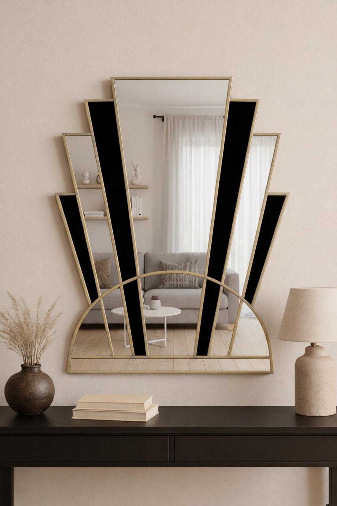 Handmade Art Deco Wall Mirror With Black Gloss Panels - Etsy
