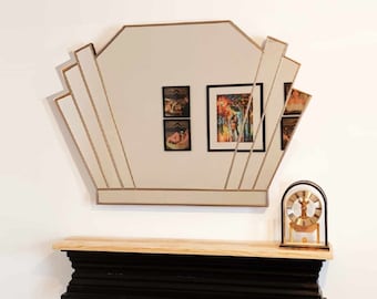 Art Deco Fan Mirror , Fan Overmantel Art Deco Wall Mirror , Large Vintage Style Wall Mirror