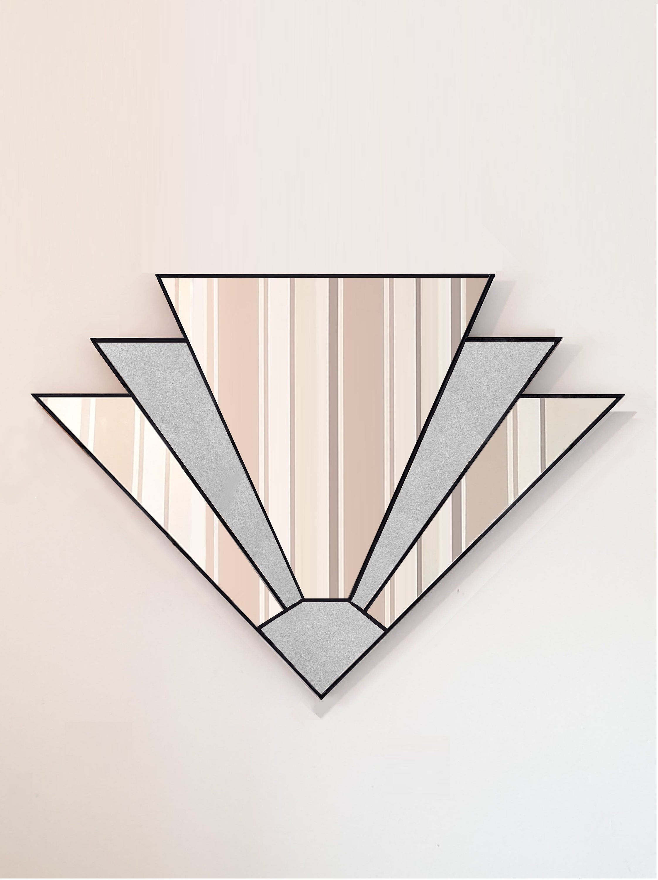 Large Stain Glass Art Deco Mirror, Wall Mirror, Art Deco Mirror