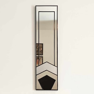 Stain Glass Style Art Deco Wall Mirror, Art Deco Mirror, Slim Art Deco Mirror