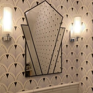 Black Art Deco Fan Wall Mirror