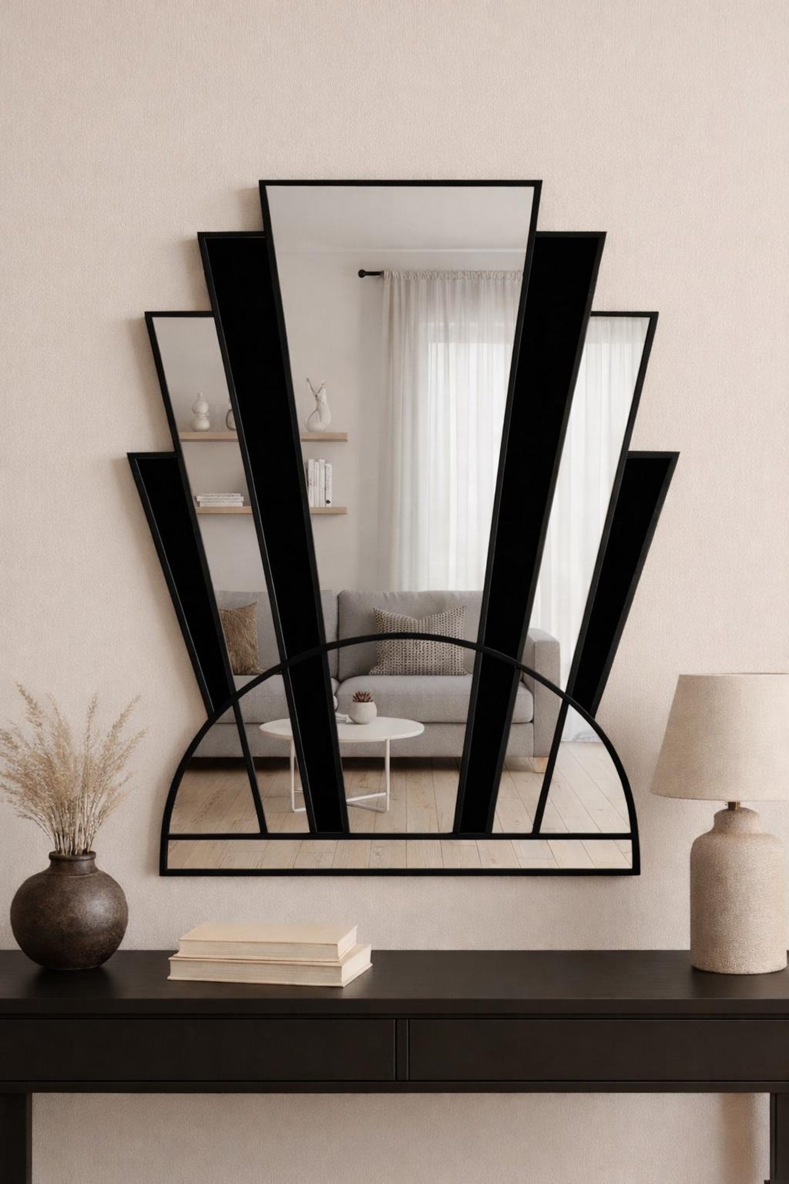 Handmade Art Deco Wall Mirror With Black Gloss Panels - Etsy