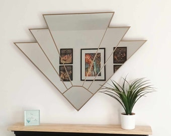 Art Deco Mirror, Fan Mirror, Art Deco Vinatge Mirror, Wall Mirror, Retro Mirror, 1920's Orginal Wall Mirror Style