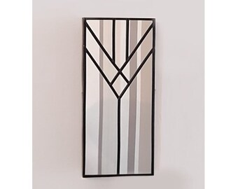 Small Black Leaded Mirror Line Art Art Deco Decorative Mirror