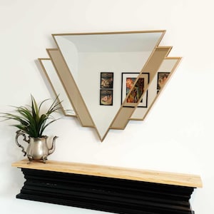 Bronze Tinted Art Deco Fan Mirror, Vintage Style Mirror, Art Deco Mirror, Antique Mirror, Retro Style Mirror