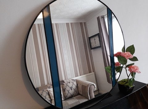 Art Deco Round Mirror Bathroom Mirror Stained Glass Mirror - Etsy