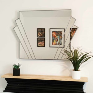 Large Over Mantel Art Deco Mirror, Art Deco Fan Mirror, Art Deco Mirror