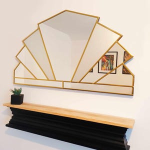 Over mantle Stain Glass Style Art Deco Mirror, Art Deco Mirror, Wall Mirror, Large Mirror, Art Deco