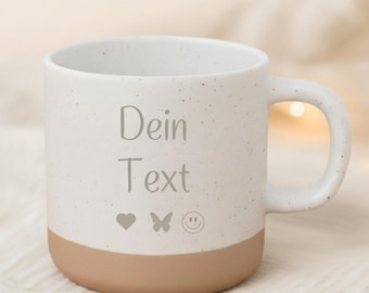 Personalisierte Tasse mit deinem Text  | Wunschtext | Keramiktasse | Geschenk Freundin Frau Mann| Steinzeug Gravur Kaffee Weihnachtsgeschenk