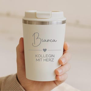 Thermobecher Kollegin mit Herz | Geschenk für Freundin Frau| Bürogeschenk, Arbeitskollegin | Geburtstag, Becher, Gravur Kaffee Tee Abschied