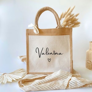 Personalized jute bag with name Shopping bag Market bag Beach bag Gift wife mom girlfriend Birthday image 1