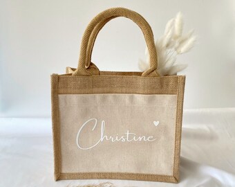 Personalized jute bag with name | Shopping bag | Market bag | Beach bag | Gift for woman | Mom | Girlfriend | Sister | Birthday