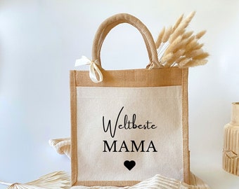 Sac en jute La meilleure maman du monde | Meilleure maman grand-mère | Sac à provisions | Sac de marché | Sac de plage | Cadeau femme maman | Anniversaire