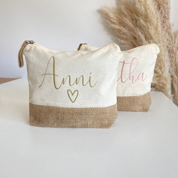 Neceser personalizado con nombre | Neceser de yute | Regalo para mamá | Regalo de cumpleaños