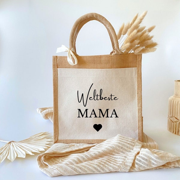 Jute bag World's best mom | Best mom grandma | Shopping bag | Market bag | Beach bag | Gift for wife mom | Birthday