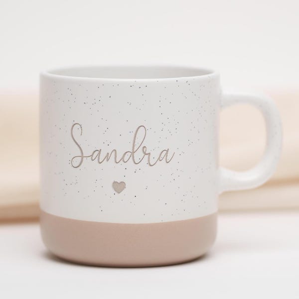 Personalisierte Tasse mit Namen | Weihnachten Ostern | Geburtstag, Muttertag | Steinzeug Gravur Geschenk für Freundin Frau Mann | Kaffee Tee