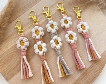 Makramee Schlüsselanhänger Schlüsselanhänger Gänseblümchen Taschenanhänger Blumen Geschenk für Frauen Mama Geburtstag