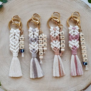 Macrame keychain personalized Trailer Available in various colors Keychain Bag charm Perfect gift image 1