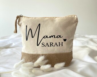 Neceser personalizado con nombre | Bolsa de maquillaje | Neceser | Regalo esposa mamá | cumpleaños | Mejor mamá | Neceser | yute