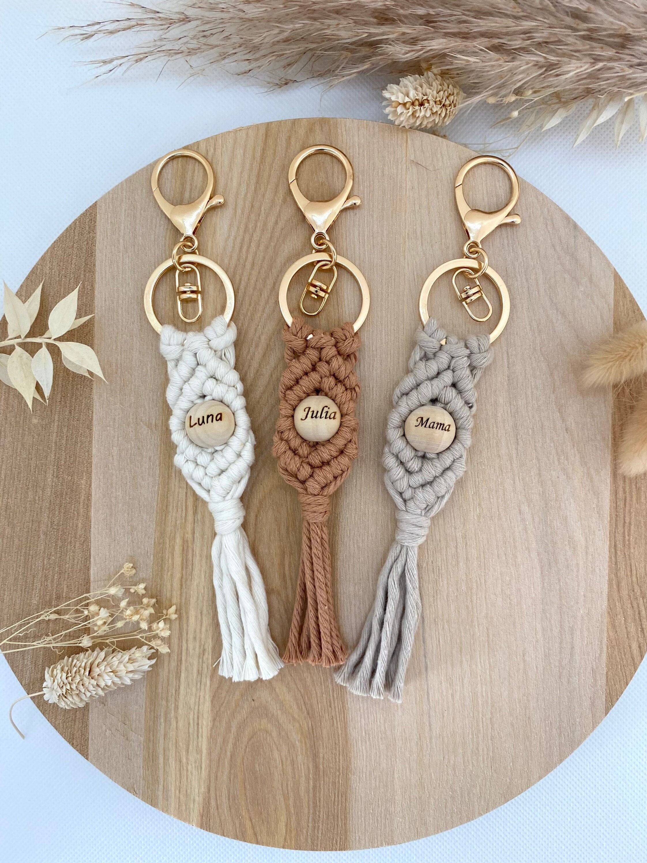 Macrame Keychain Personalized With Engraving | Pendant | Bag