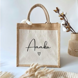 Personalized jute bag with name Shopping bag Market bag Beach bag Gift wife mom girlfriend Birthday image 5