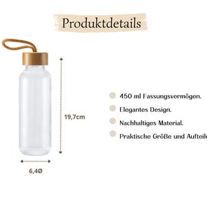 Trinkflasche personalisiert Wasserflasche Bambusdeckel Glasflasche Name Geschenkidee Geburtstag Bild 4