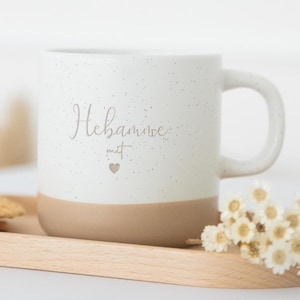 Hebamme mit Herz Keramiktasse | Geschenk für Frauen | Tasse | Steinzeug, Gravur Kaffee Tee Aufmerksamkeit | Dankeschön | Abschiedsgeschenk