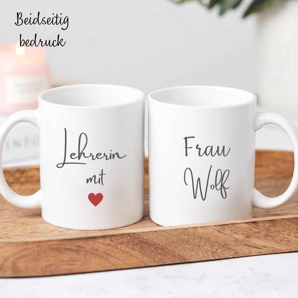 Personalized cup for teacher educator | Ceramic cup | Teacher with heart and name | Gift farewell gift | Gift idea |