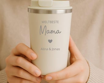 Muttertagsgeschenk | Thermobecher mit Kindernamen | Geschenk für Mama, Oma| Kaffeebecher | Geburtstag, Muttertag, Personalisiertes Geschenk