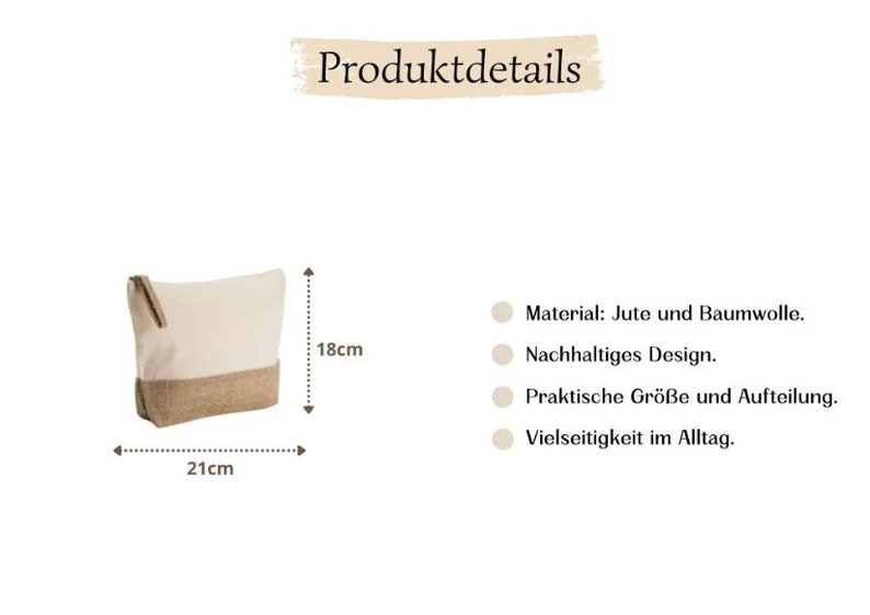 Personalisierte Kosmetiktasche mit Namen Patentante Schminktasche Kulturtasche Geschenk Frau Geburtstag Kulturbeutel Jute Bild 3