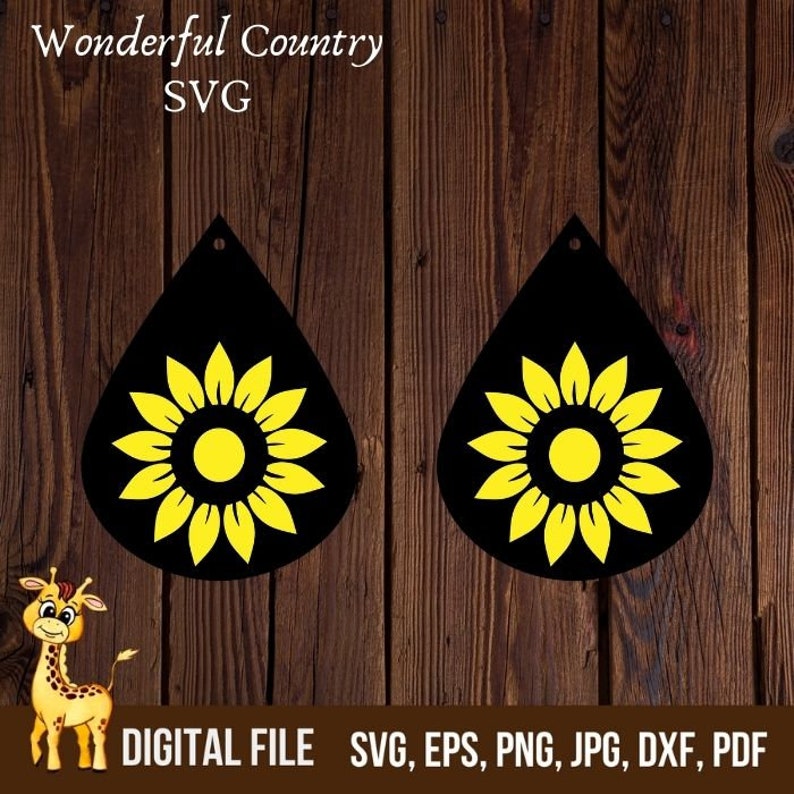 Sunflower svg Sunflower Earring SVG Sunflower Earring Etsy