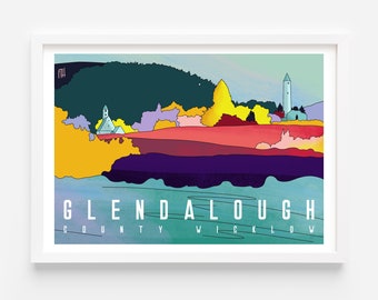 GLENDALOUGH IRELAND art print - Unframed Irish Local Landmark Print - Irish Print - Irish Mountains - Housewarming Gift - Magic Ireland