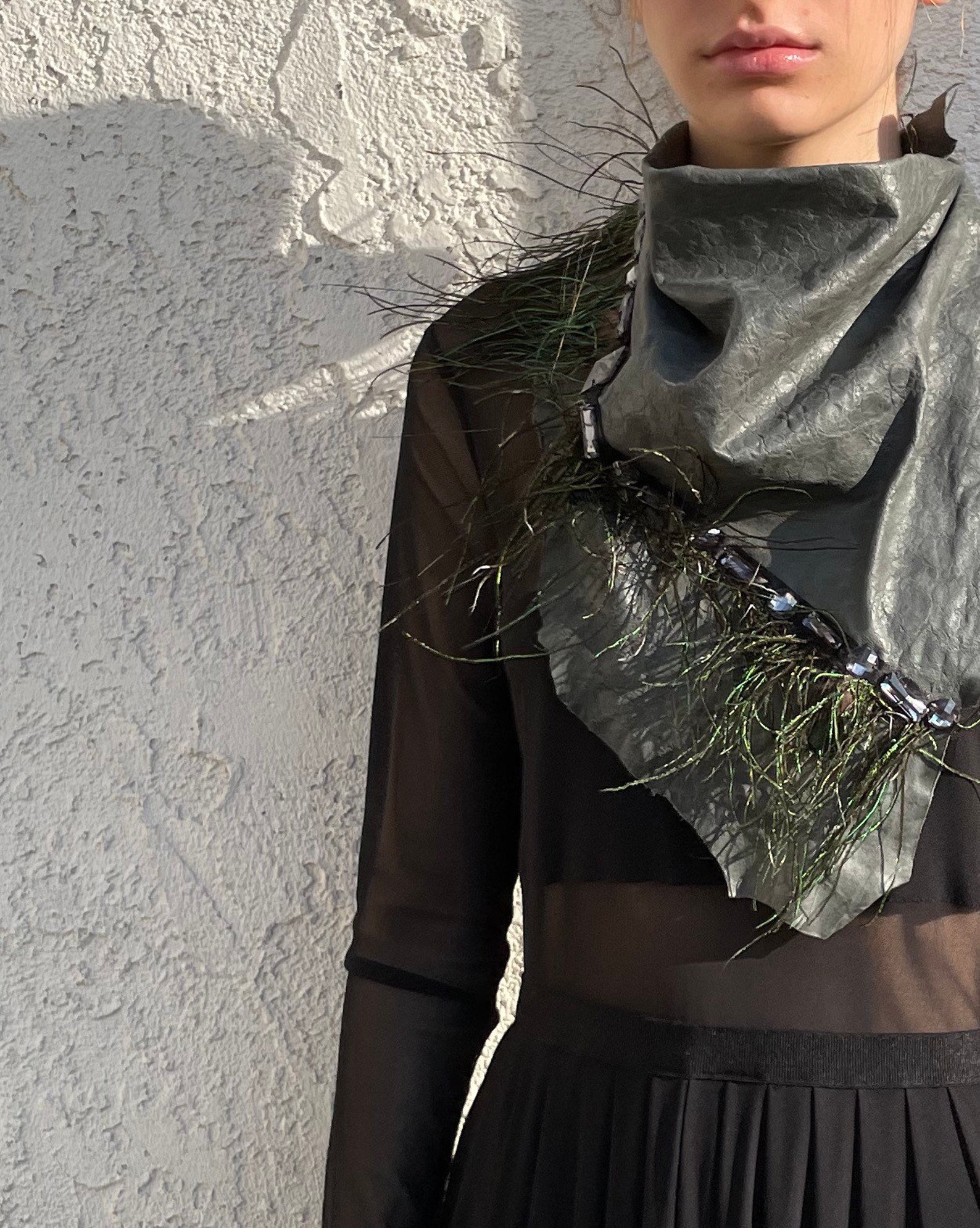 Leather cowl/leather neck scarf luxurious accessory Etsy