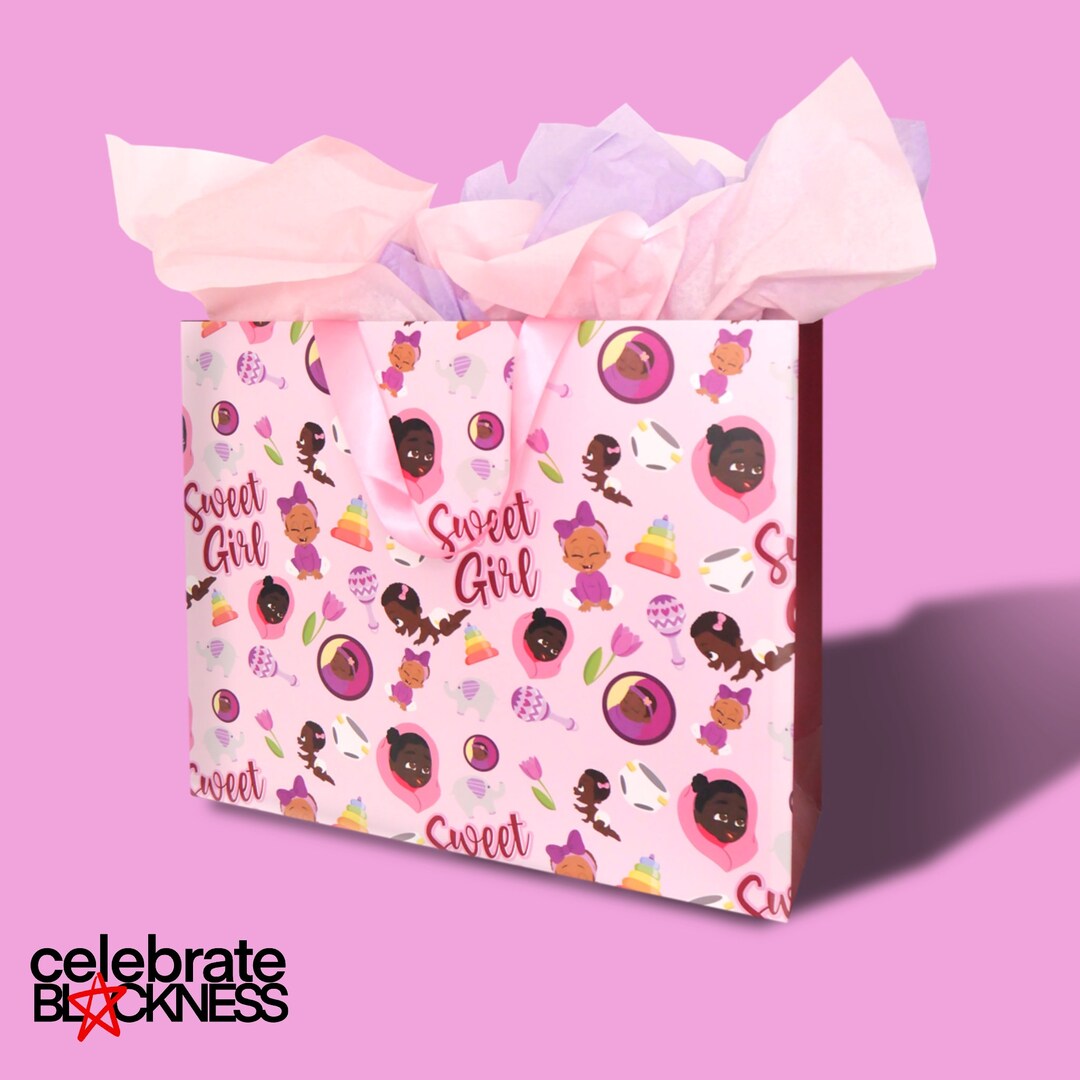 African American Baby Girl Gift Bag Black Children Etsy