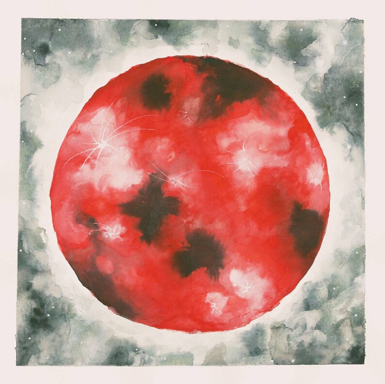 PRINT Bloody moon watercolor
