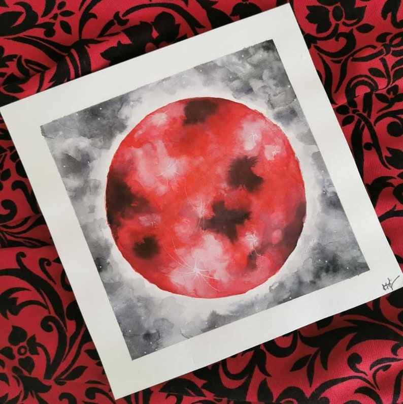 PRINT Bloody moon watercolor