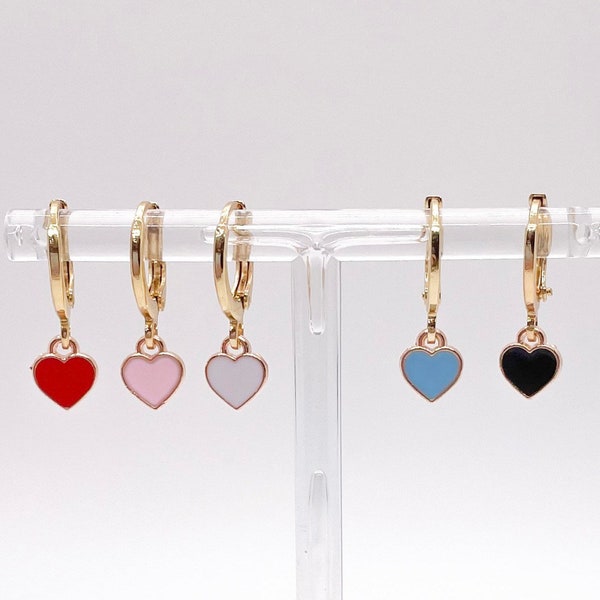 Mini Heart huggie hoop earrings