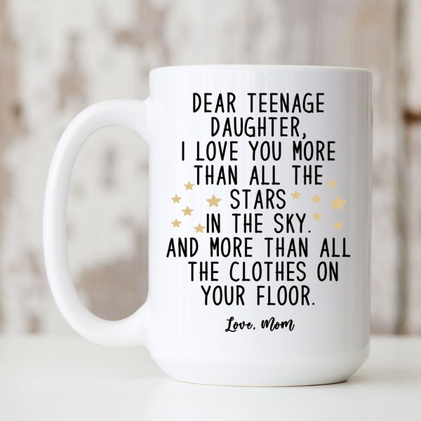 Teenage Girl Gifts, Personalized Gifts For Teen Girls, Birthday Gifts For Teenage Girls, Dear Teenage Daughter Mug, Funny Large Coffee Mug