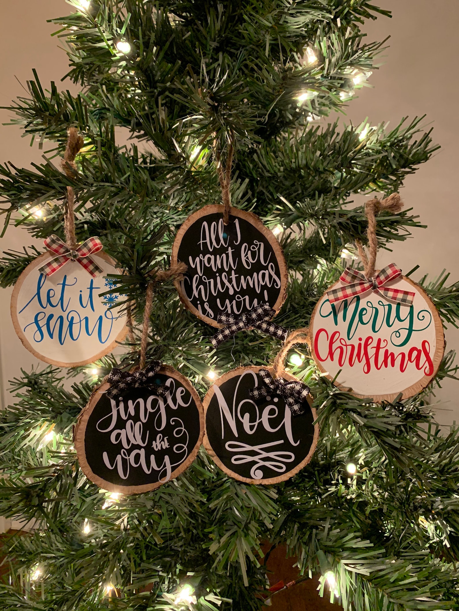 Round Wooden Christmas Ornaments Etsy