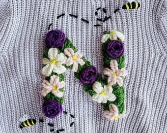 Floral Initial Letter Sweater