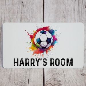 Small Personalised Bedroom Door Plaque Bright Football, Boys, Girls Teenagers Room, Man Cave, Football Christmas Gift