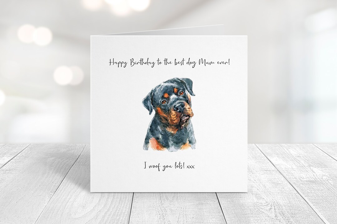 Linen Rottweiler Birthday Card With Kraft Envelope Best Dog Etsy UK