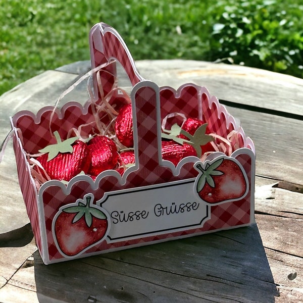 Erdbeerkorb - Muttertagsgeschenk - Schokoladen Erdbeeren Schokoherz - Mitbringsel - Süsse Grüsse - Naschkorb