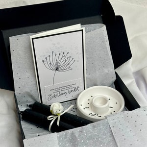 Trostlicht - Geschenkset Trauer - Beileidsgeschenk - Erinnerungsgeschenk - Kerze - Trauerlicht - Trockenblumen- Beileid - Trauerkarte