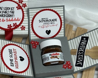Explosionsbox Nutella Schokolade Geschenk Geburtstag Mitbringsel Gastgeschenk Aufmunterung Löffel