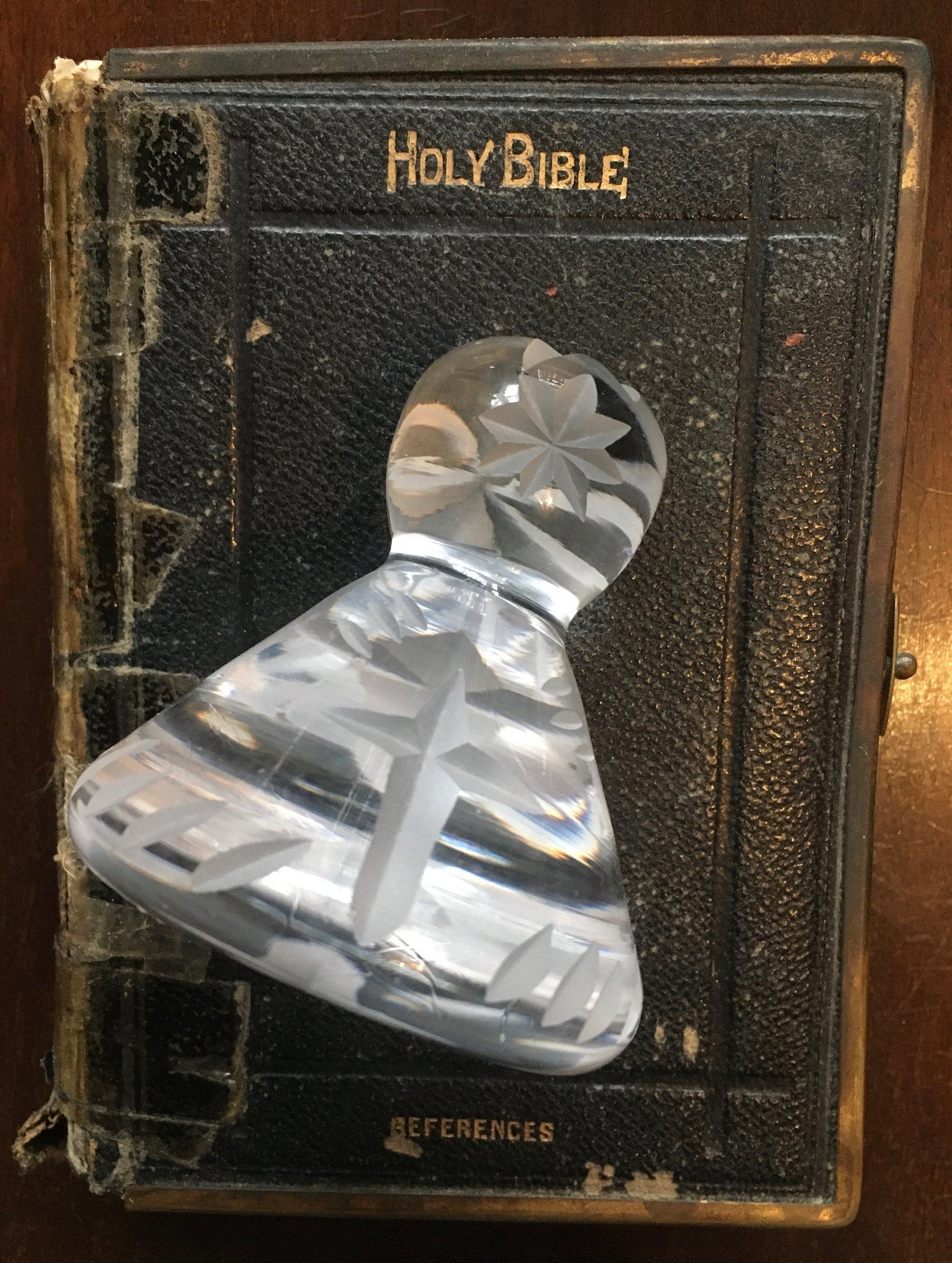 Religious glass paperweight/stamp hand engraved Etsy