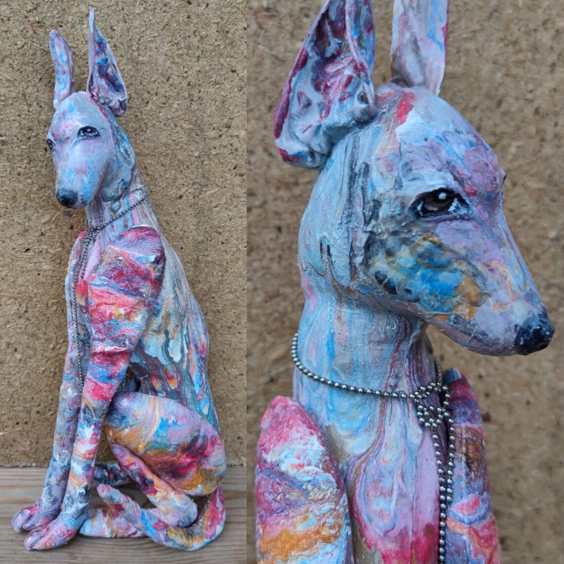 Roter Hund Statue Greyhound Statue Stoff Skulptur Textil Etsy