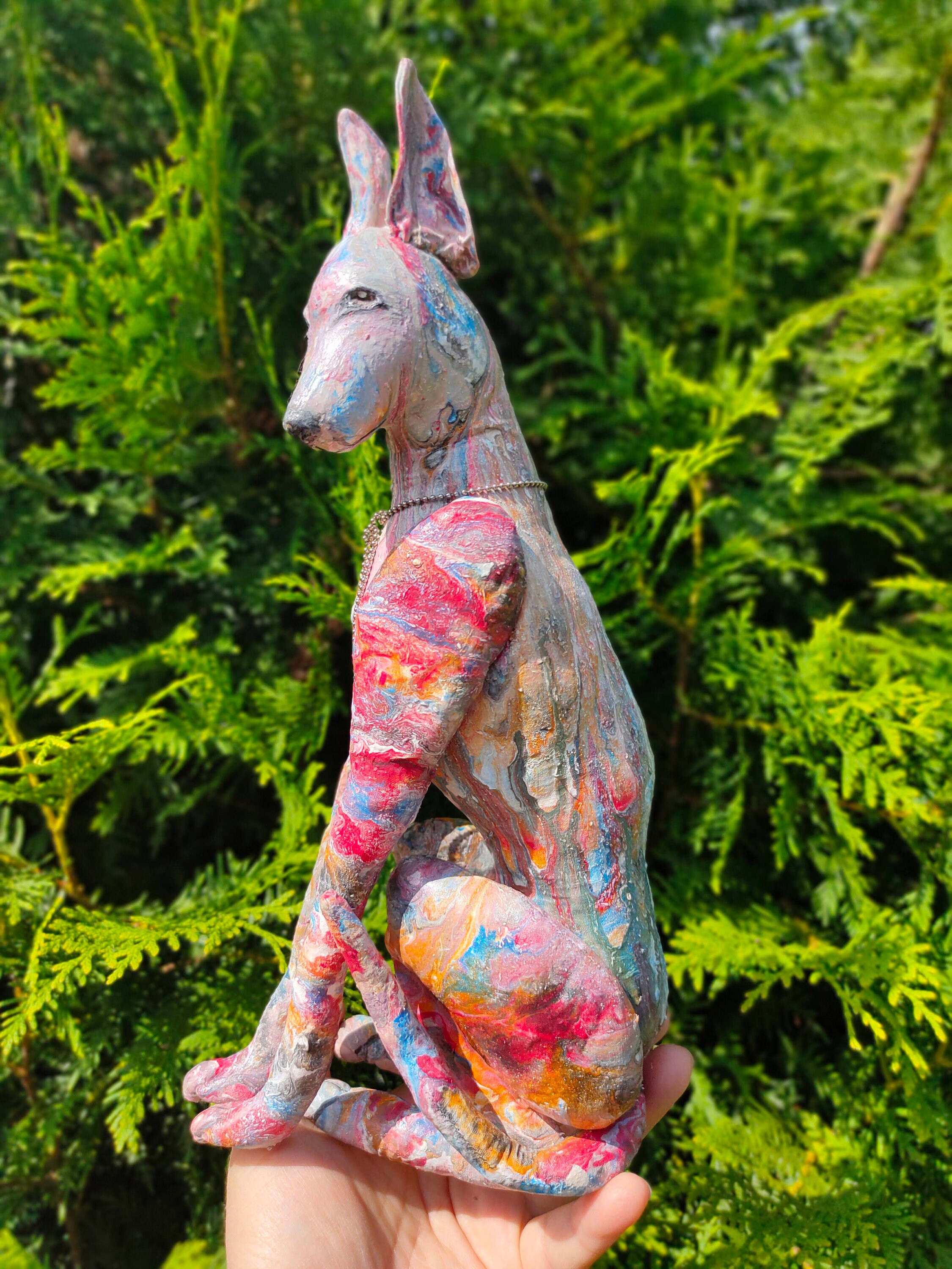 Roter Hund Statue Greyhound Statue Stoff Skulptur Textil Etsy
