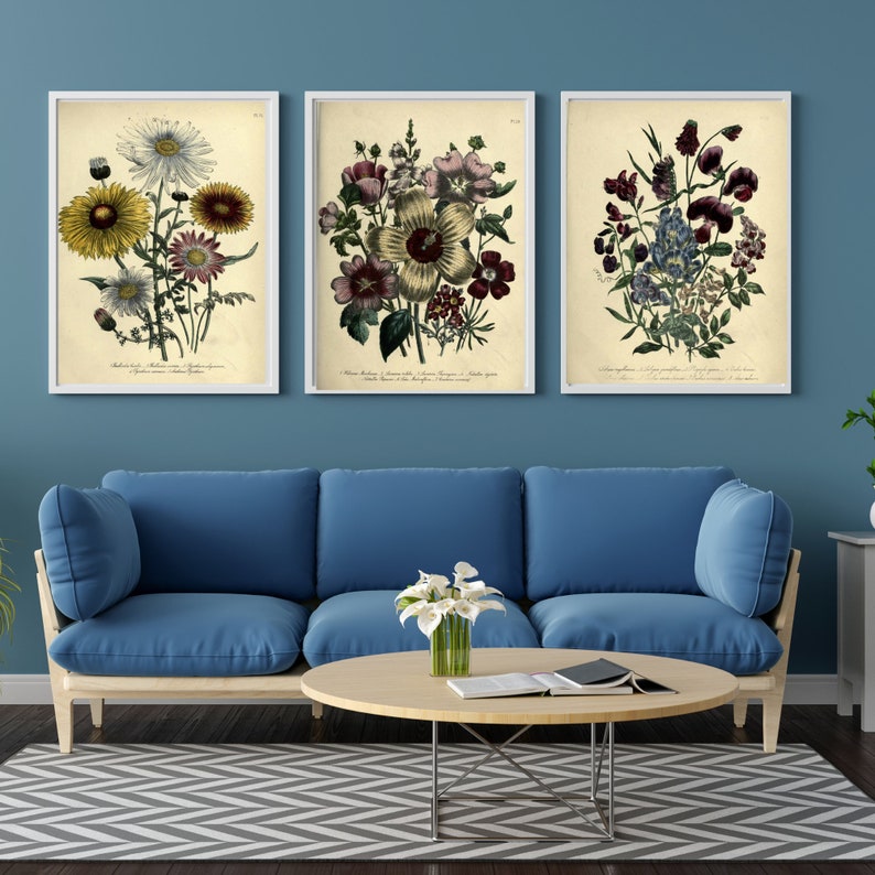 Vintage Botanical Print Set, Wildflower Garden Collection (digital ...
