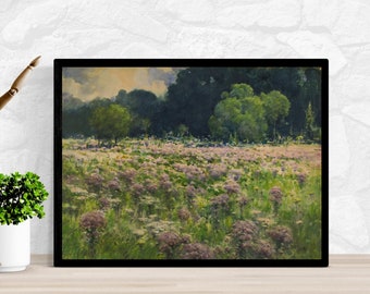 Vintage Meadow Landscape Print, 19th Century Art (Digital Download)